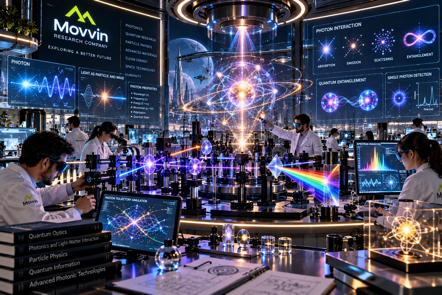 Movvin researchers working in the photonics laboratory